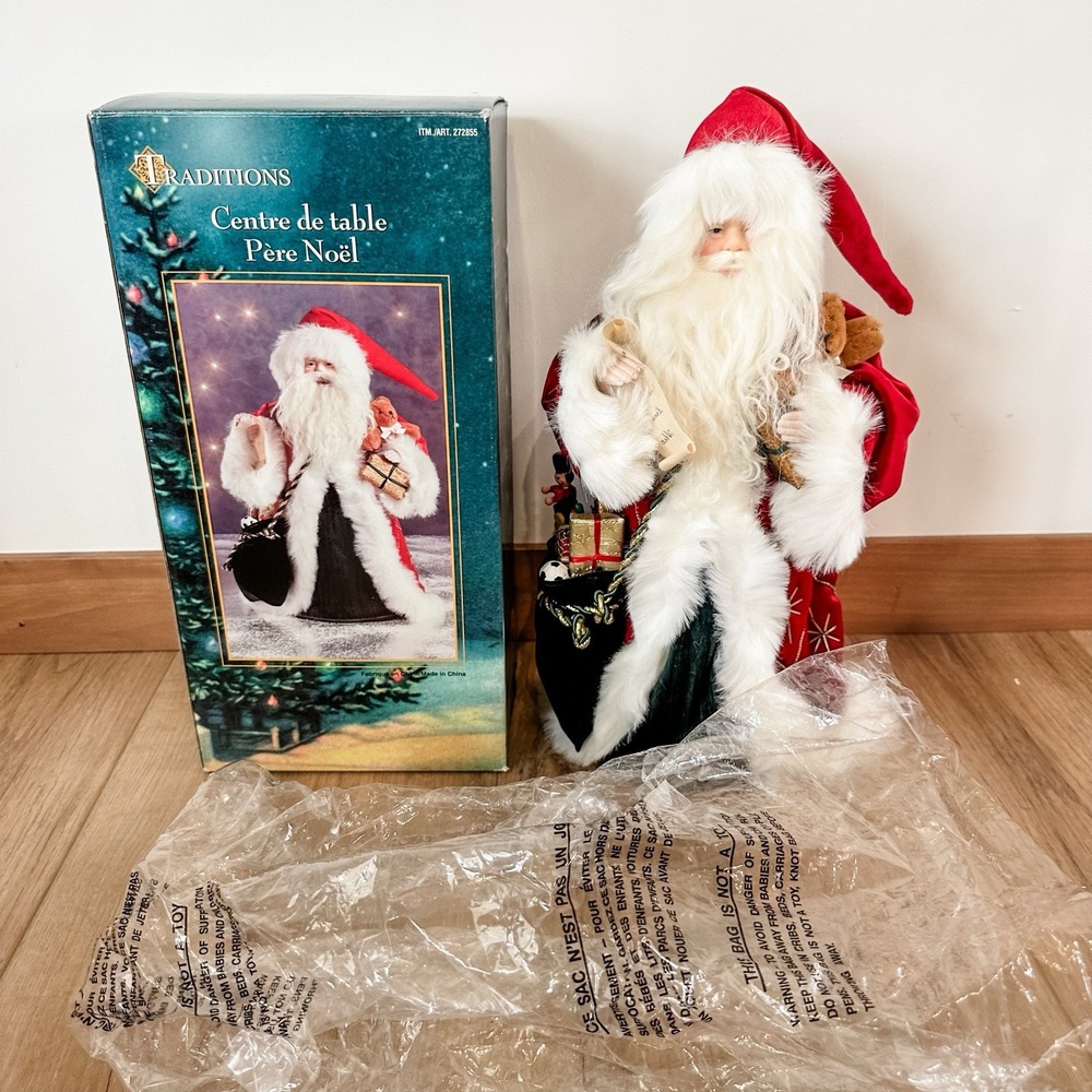 Traditions 16" Christmas Santa‎ Centerpiece Porcelain Face & Hands 272855